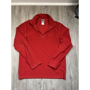 North Face Fleece‎ Sweater Mens Medium Red Quarter Zip Jacket Long Sleeve